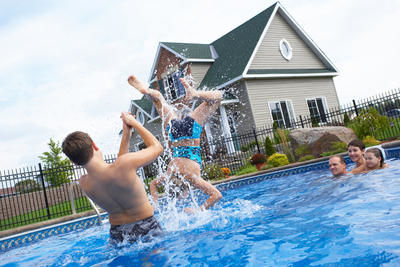 Children playing in swimming pool