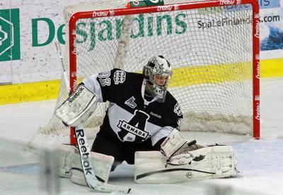 (Photo Écho de la Rive-Nord / Sylvain Charest) Le gardien de but de l'Armada, Étienne Marcoux, a reçu la deuxième étoile de la semaine dans la LHJMQ.