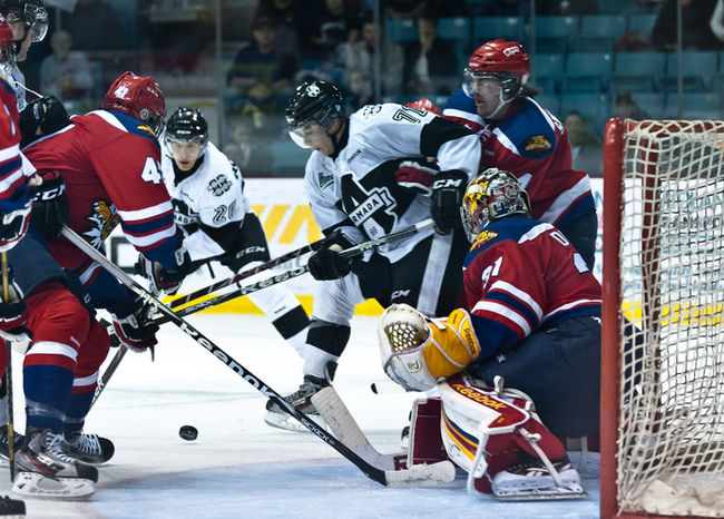 <p>L’Armada de Blainville-Boisbriand affronte les Wildcats de Moncton, au Colisée de Moncton, le samedi 3 novembre 2012. Sur la photo : le #47 Samuel Roussy, le  #71 Nikita Jevpalov, le #31 Alex Dubeau et le #20 Mitchell Robillard.</p><p>MARC GRANDMAISON/AGENCE QMI