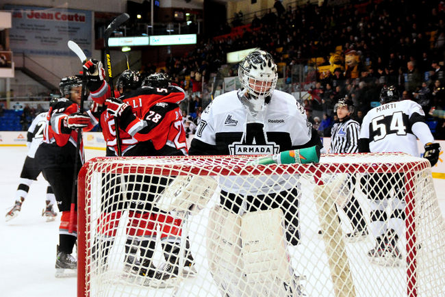 Le gardien Storm Phaneuf a cédé 7 fois sur 28 tirs dimanche dernier face aux Voltigeurs.