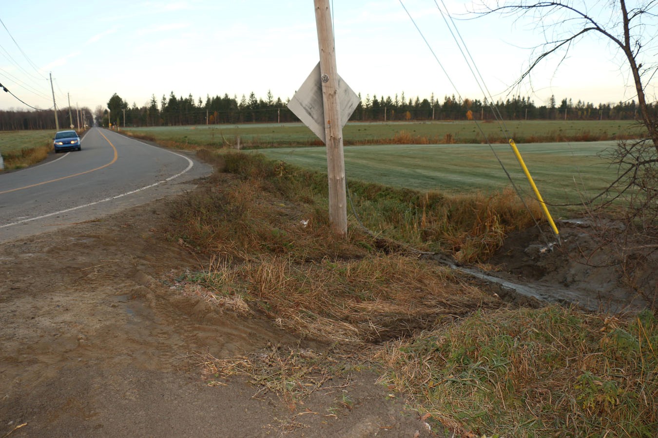 Sortie de route sur la Montée Dobie