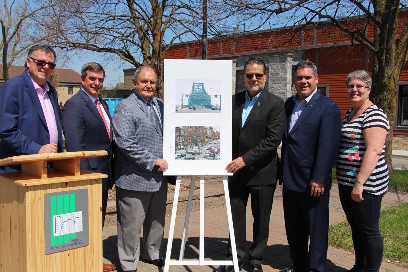 Bertrand Lefebvre, conseiller Ville de Mascouche; Richard Perreault, maire de Blainville; Guy Charbonneau, maire de Sainte-Anne-des-Plaines, Pierre Berthiaume, conseiller SADP; Marc-André Plante, maire de Terrebonne; Véronique baril, conseillère SADP