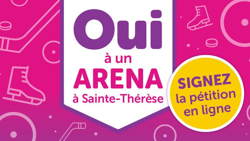 Affiche mise en ligne par la Ville de Sainte-Thérèse, en faveur de l'aréna.