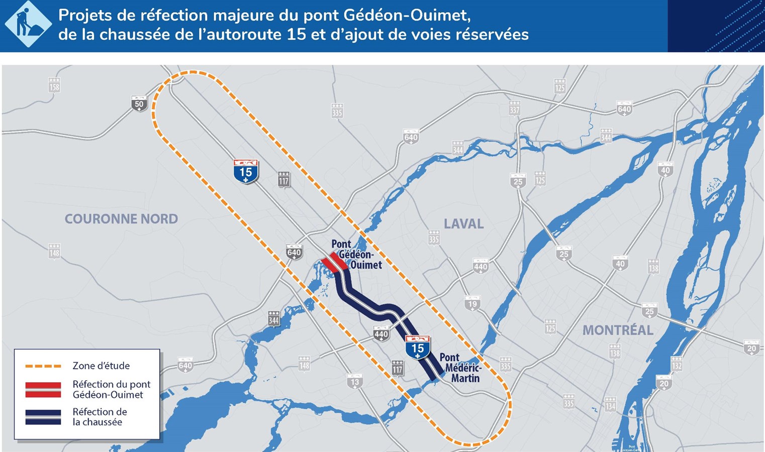 Lancement de l’appel d’offres pour les projets de réfection majeure du pont Gédéon-Ouimet
