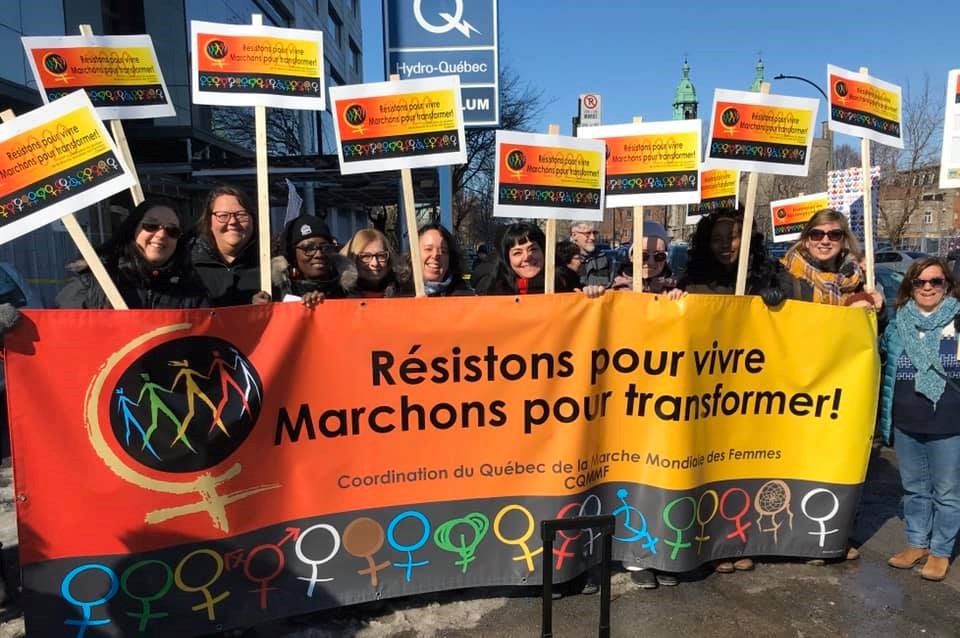 La TCGFL était l’hôte pour recevoir les 17 régions du Québec dans le cadre de
l’événement de clôture des actions de la Marche mondiale des femmes 2020.