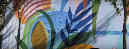 Un amalgame de feuillage et de formes rappelant la nature a pris vie sur les murs. 