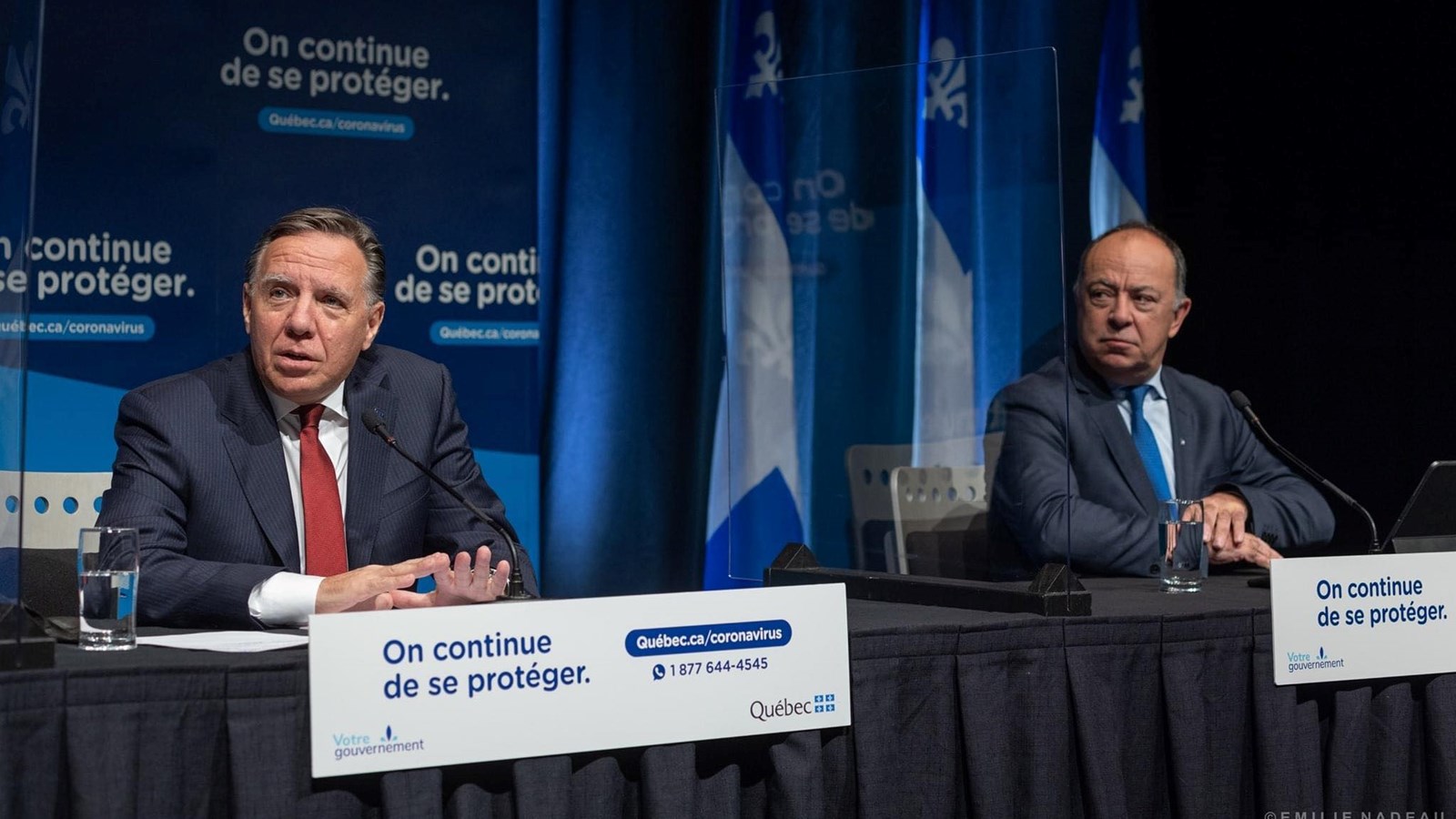 Le premier ministre du Québec François Legault et Christian Dubé, ministre de la Santé et des Services sociaux.