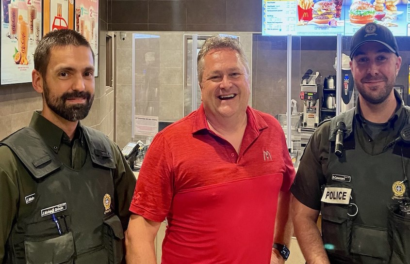 Jacob Maheux Drouin, Responsable de poste Autoroutier de Laval; Guy Michaud, Franchisé McDonald’s Patrouilleur; Daniel Catanzaro, Patrouilleur (parrain)