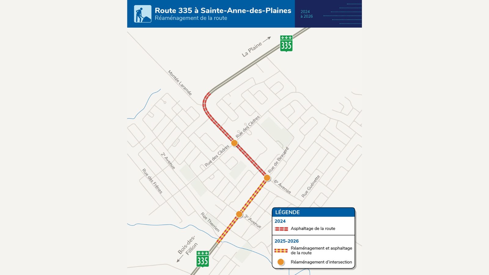 Le réaménagement de la route 335 à Sainte-Anne-des-Plaines