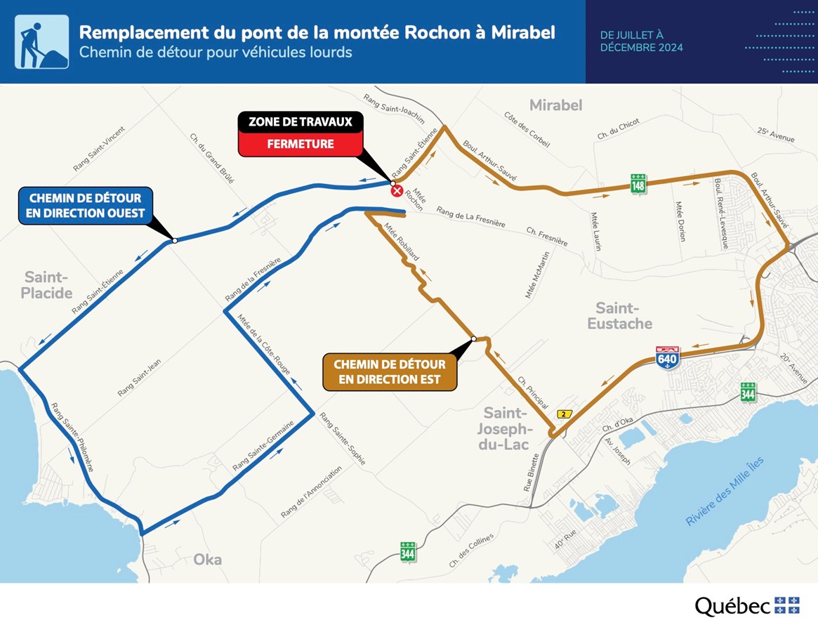  Le pont de la montée Rochon sera remplacé à Mirabel dès le 2 juillet