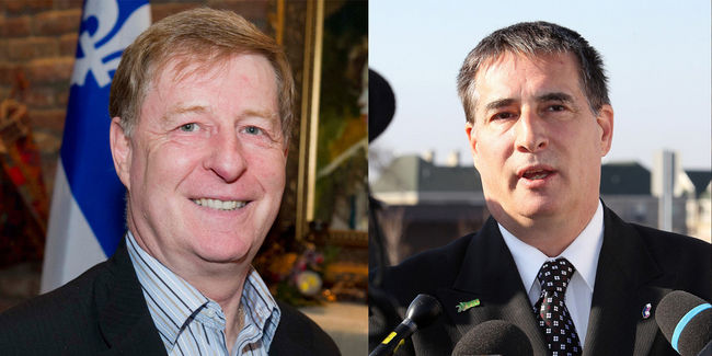 Les deux partis d’opposition dénoncent le budget 2013 annoncé par l’administration du maire Alexandre Duplessis. à gauche, Marc Demers du ML, et à droite, Robert Bordeleau, du PSC.