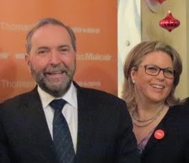 La candidate Marie-Josée Lemieux avec le chef du NPD, Thomas Mulcair.
