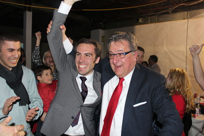 Jean Habel, à gauche, est le nouveau député de Sainte-Rose. Il est ici en compagnie de son collègue député de Vimont, Jean Rousselle.