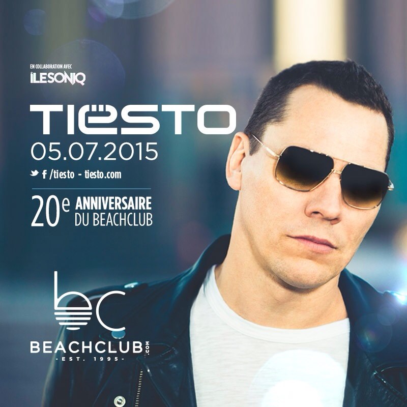 Tiësto sera en concert au Beachclub le 5 juillet prochain.