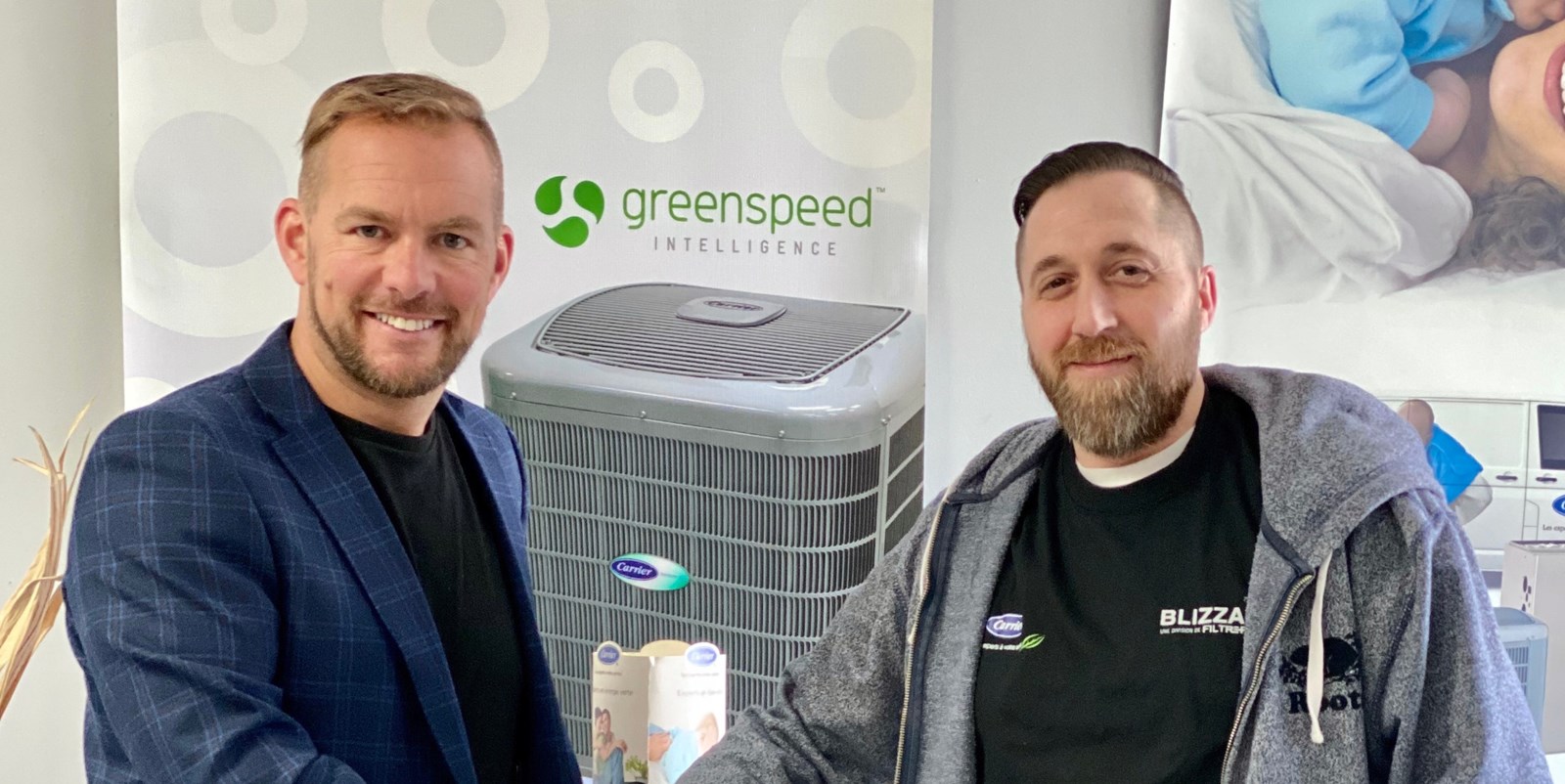 Carl Bolduc, président de Filtre Plus, a acquis récemment l'entreprise lavalloise Blizzair. Il est accompagné, à droite, du nouveau directeur des opérations, Stéphane Allard.