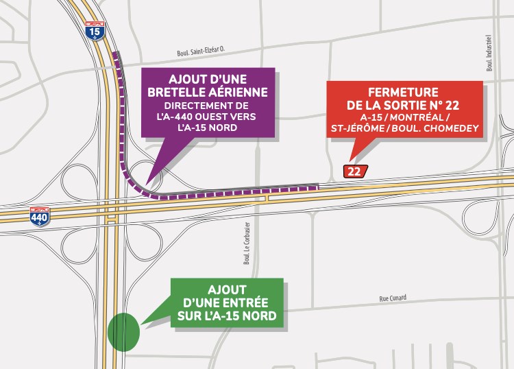 Le ministre des Transports a annoncé d'une nouvelle bretelle ce matin vers l'échangeur des autoroutes 440 et 15.