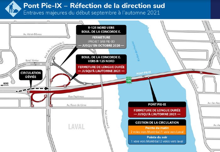 Fermetures importantes à venir dans le secteur du pont Pie-IX