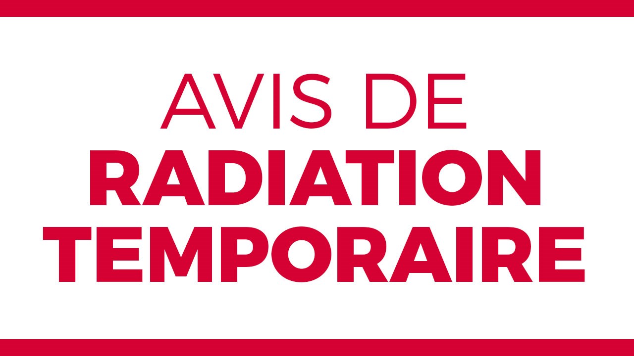Avis de radiation temporaire 