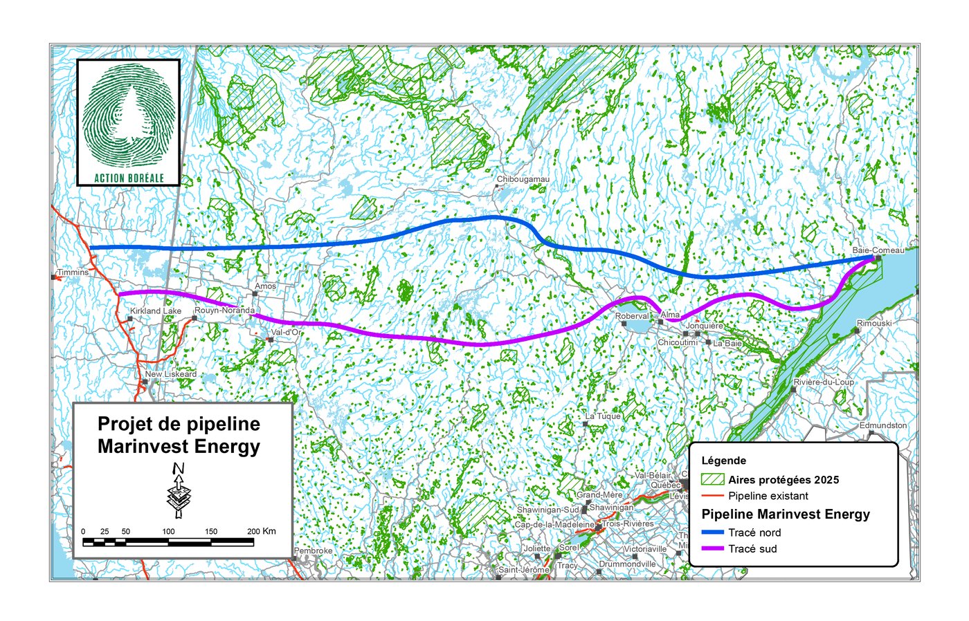 Pipeline dans le nord du Québec: deux tracés potentiels