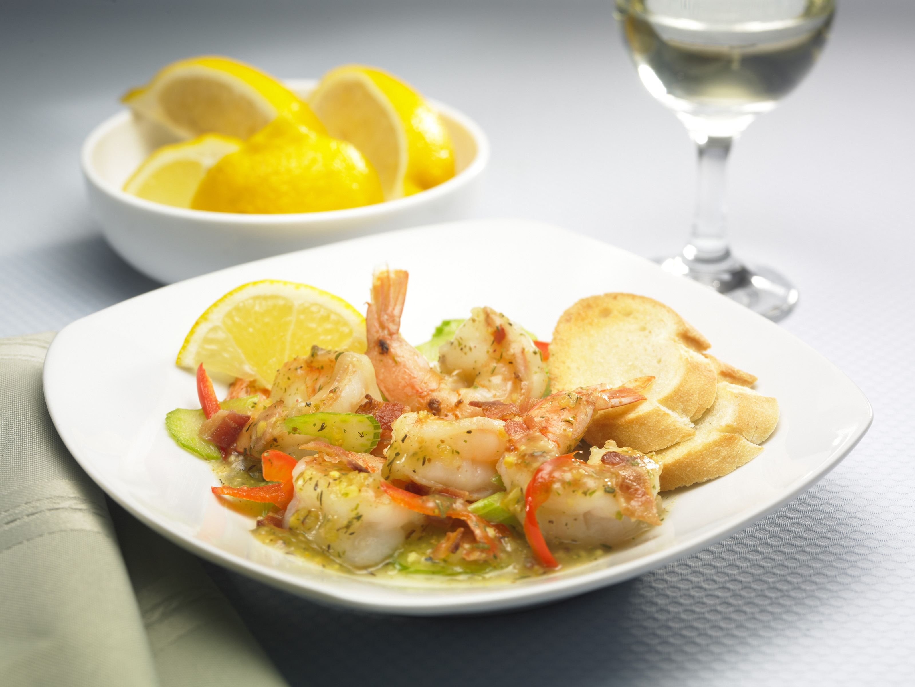 Crevettes au citron et au thym