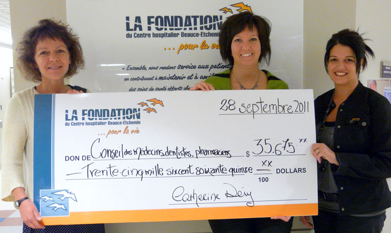 La Fondation du CHBE reçoit un don de 35 675 $ du CMDP