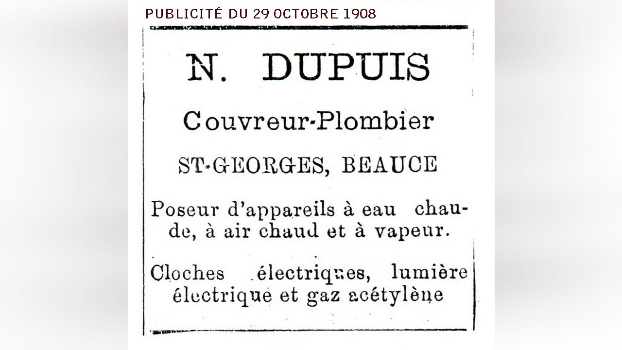 Le ferblantier Narcisse Dupuis et son affiche