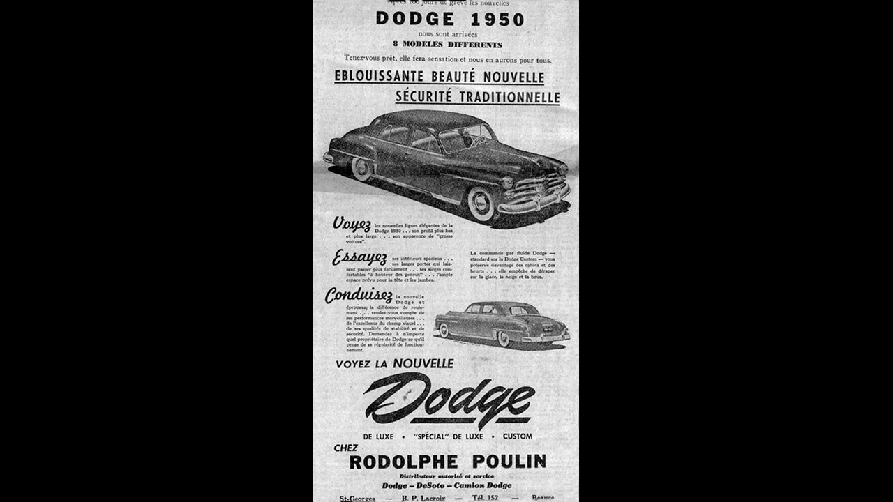Le garage Dodge de Rodolphe Poulin au siècle dernier