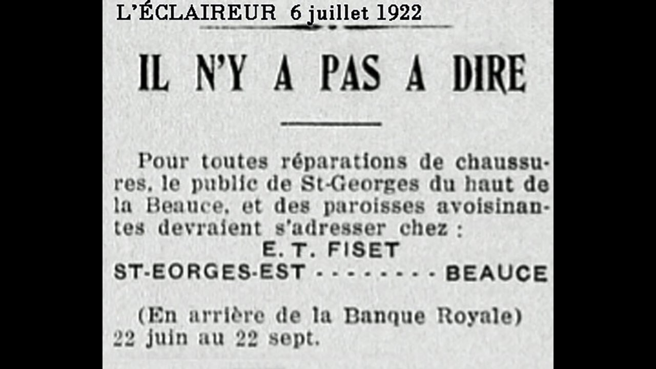 Les cordonniers Fiset au siècle dernier