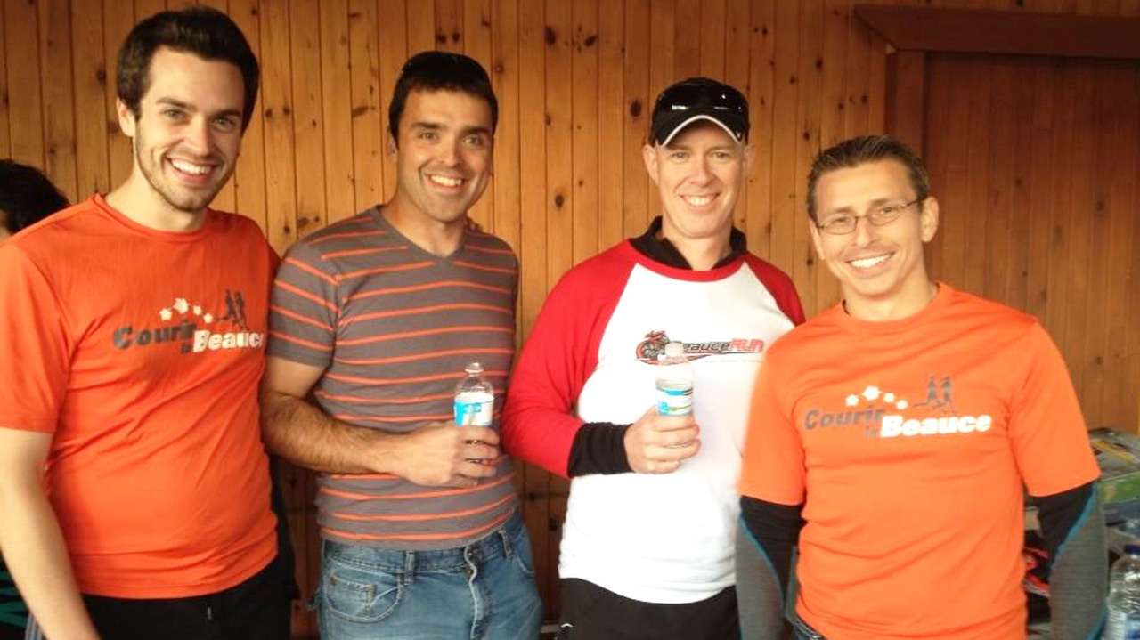 Le comité Courir la Beauce : David Roy, Jean-François Bourque, Jean-François Maheux et Nicolas Bélanger