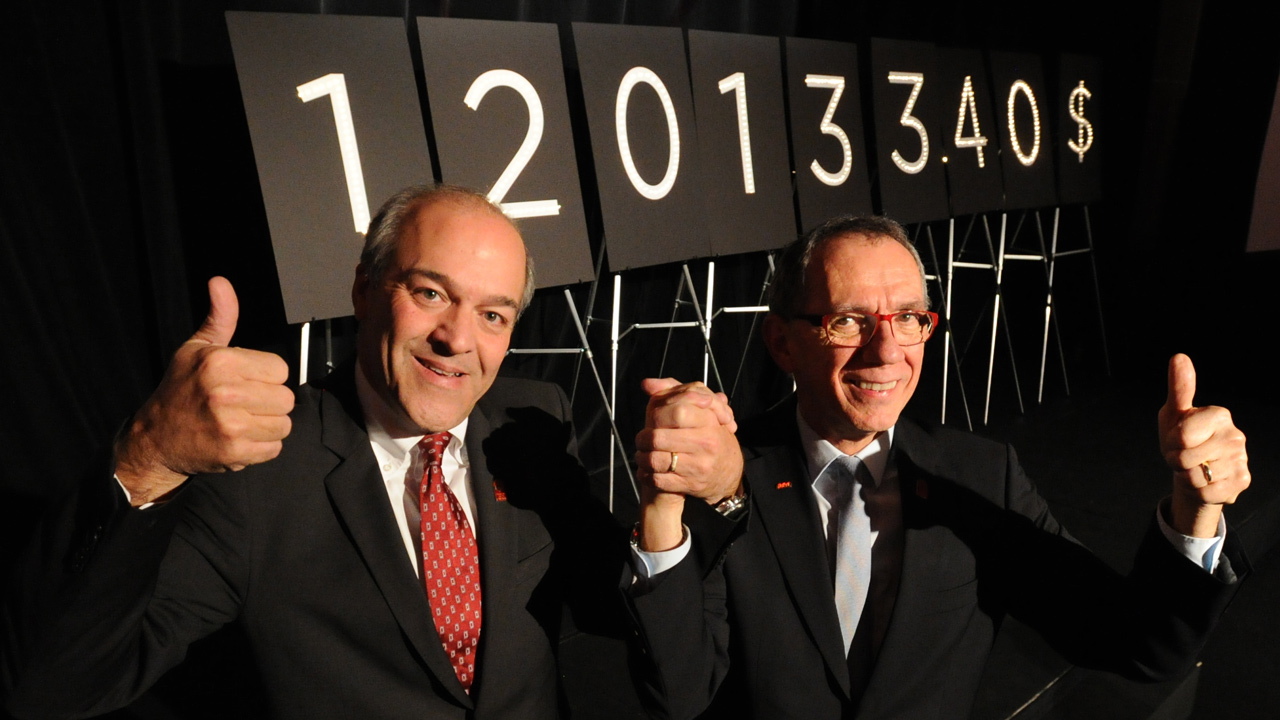 Les coprésidents de la campagne Centraide 2013 : M. Claude Choquette, FCPA, FCA, président de HDG inc. et président-directeur général du Groupe Le Massif inc., et M. René Hamel, président-directeur général de SSQ Groupe financier.