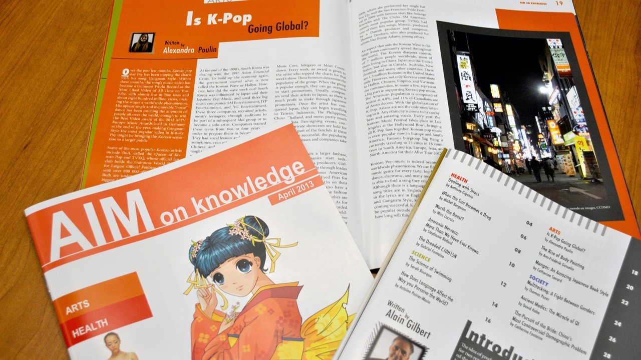 La revue Aim on Knowledge produite par les étudiants du Cégep.