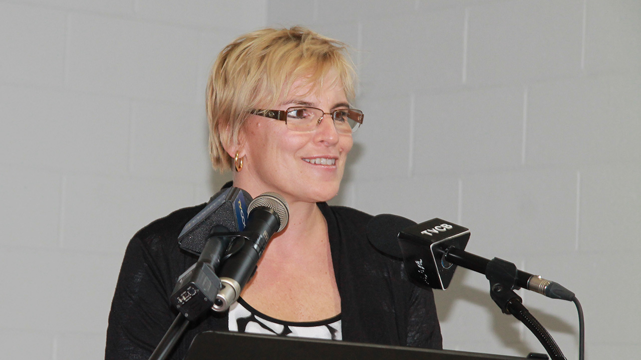 Brigitte Gamache représentant le Centre de santé et services sociaux de Beauce demande à la population d'ouvrir leur coeur à la Fondation.
