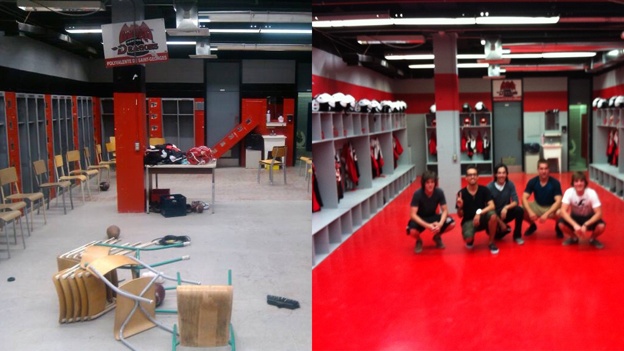 Le vestiaire revampé des Dragons.