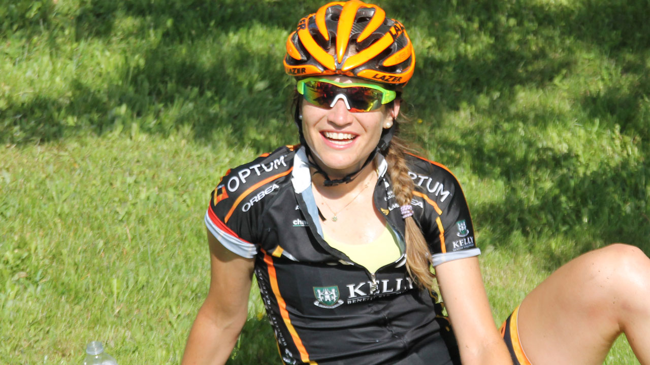 La cycliste lavalloise satisfaite de sa victoire.