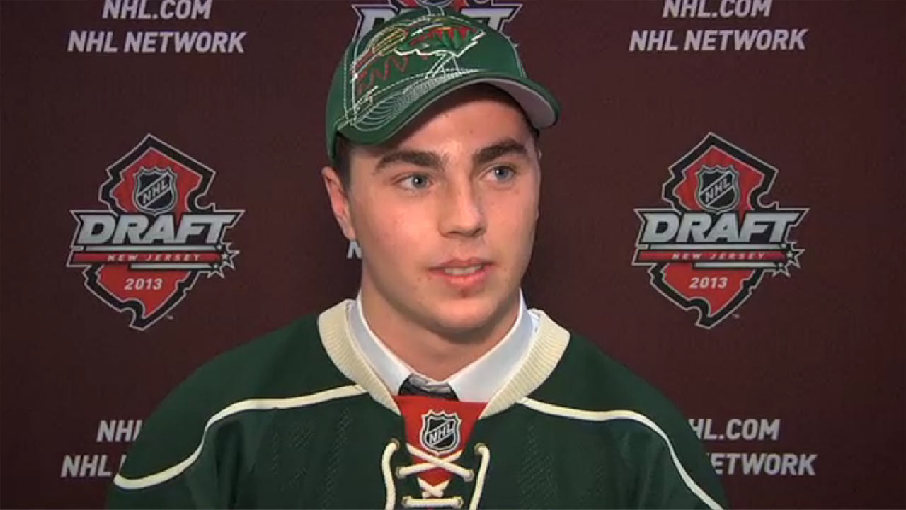 Dylan Labbé lors d'une entrevue avec sa nouvelle équipe.