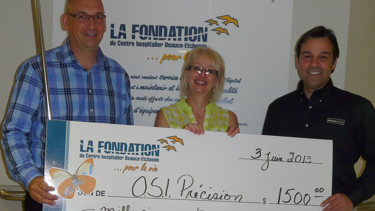 Un don de 1 500$ de la part de l'entreprise OSI Précision