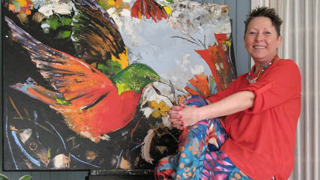 L'artiste peintre et présidente d'honneur de l'événement Myriane Lanouette.
