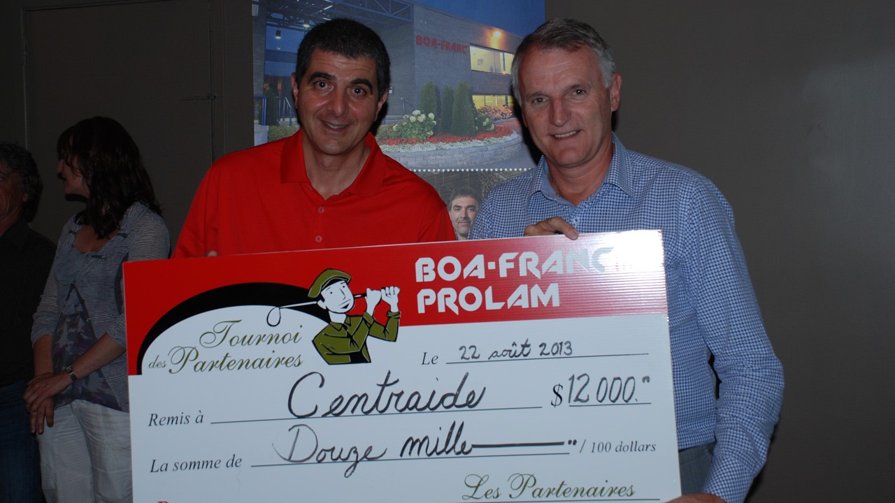 M. Pierre Thabet, président de l’entreprise Boa-Franc, et M. Pierre Morissette, président de MAB Profil et président du comité bénévole de la division Beauce-Les Etchemins.