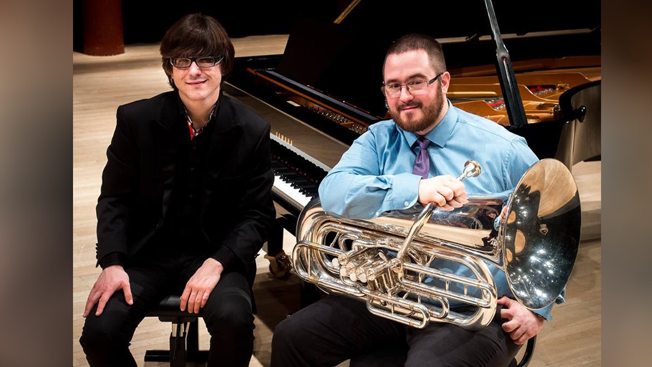 Sur la photo: Olivier Hébert-Bouchard, pianiste, et Nicolas Proteau, tubiste