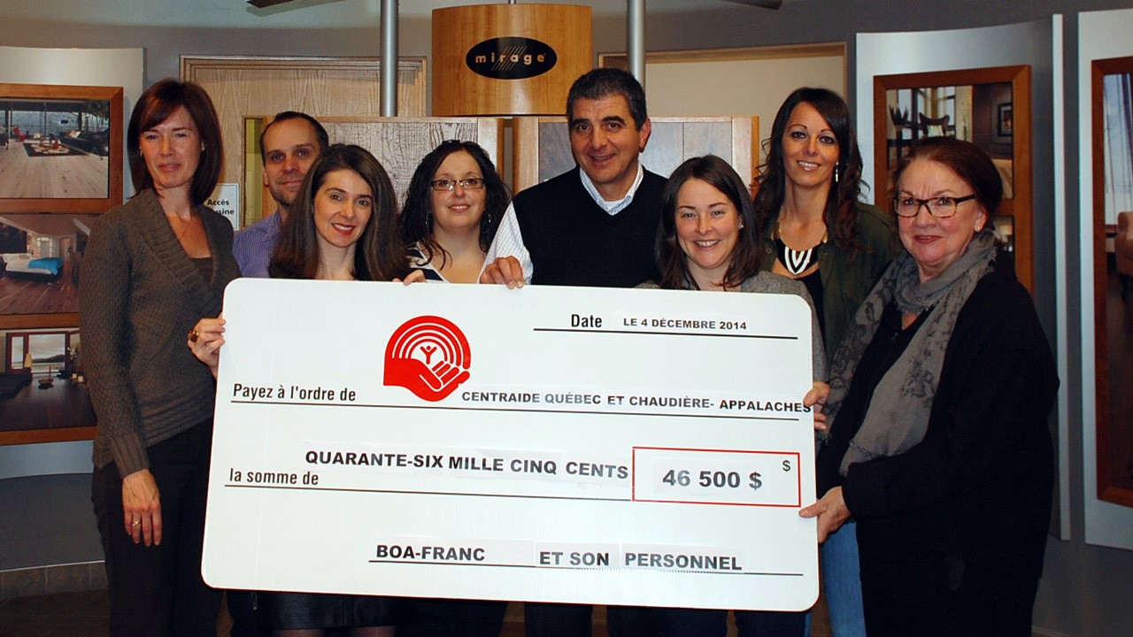 Boa-Franc et ses employés font un don de 46 500 $ à Centraide