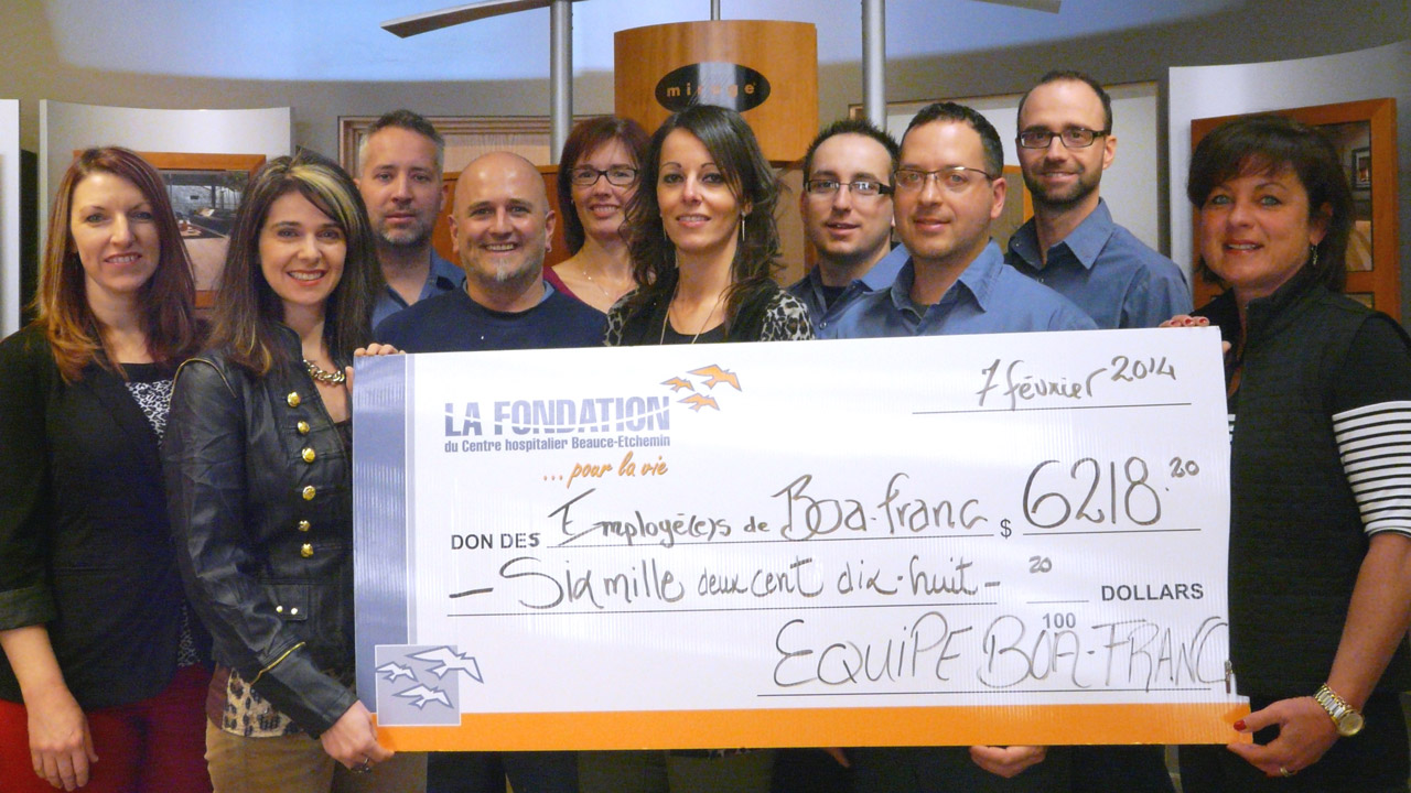 Les employés de Boa-Franc ont remis un montant de 6 218,20 $ à la Fondation du Centre hospitalier Beauce-Etchemin.
