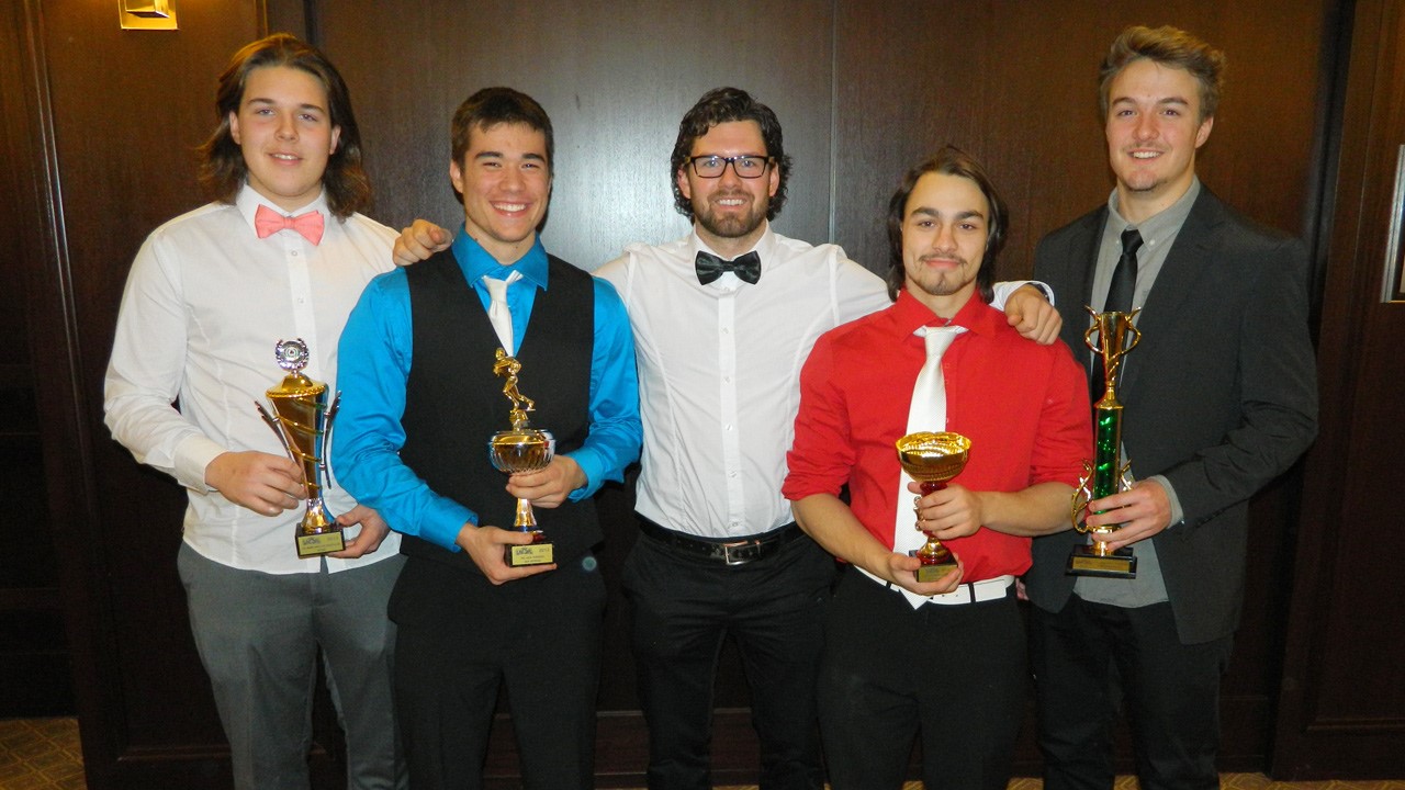 Anthony Poulin, Marc-Antoine Marchand, Steven Lapierre et Lucas Therrien ont été honorés lors du banquet annuel de la LFMQ.