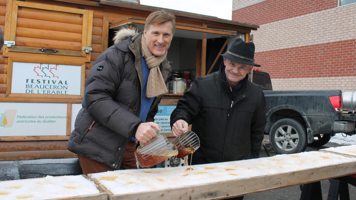 Une journée « coulée tire d’érable avec Maxime Bernier » avait lieu ce samedi.