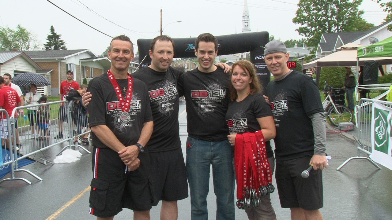 Les organisateurs du Défi Beauceron en 2013 (de gauche à droite): Pierre Nolet, Bruno Vaillancourt, David Roy, Karen Turcotte, ainsi que Jean-Francois Maheux.
