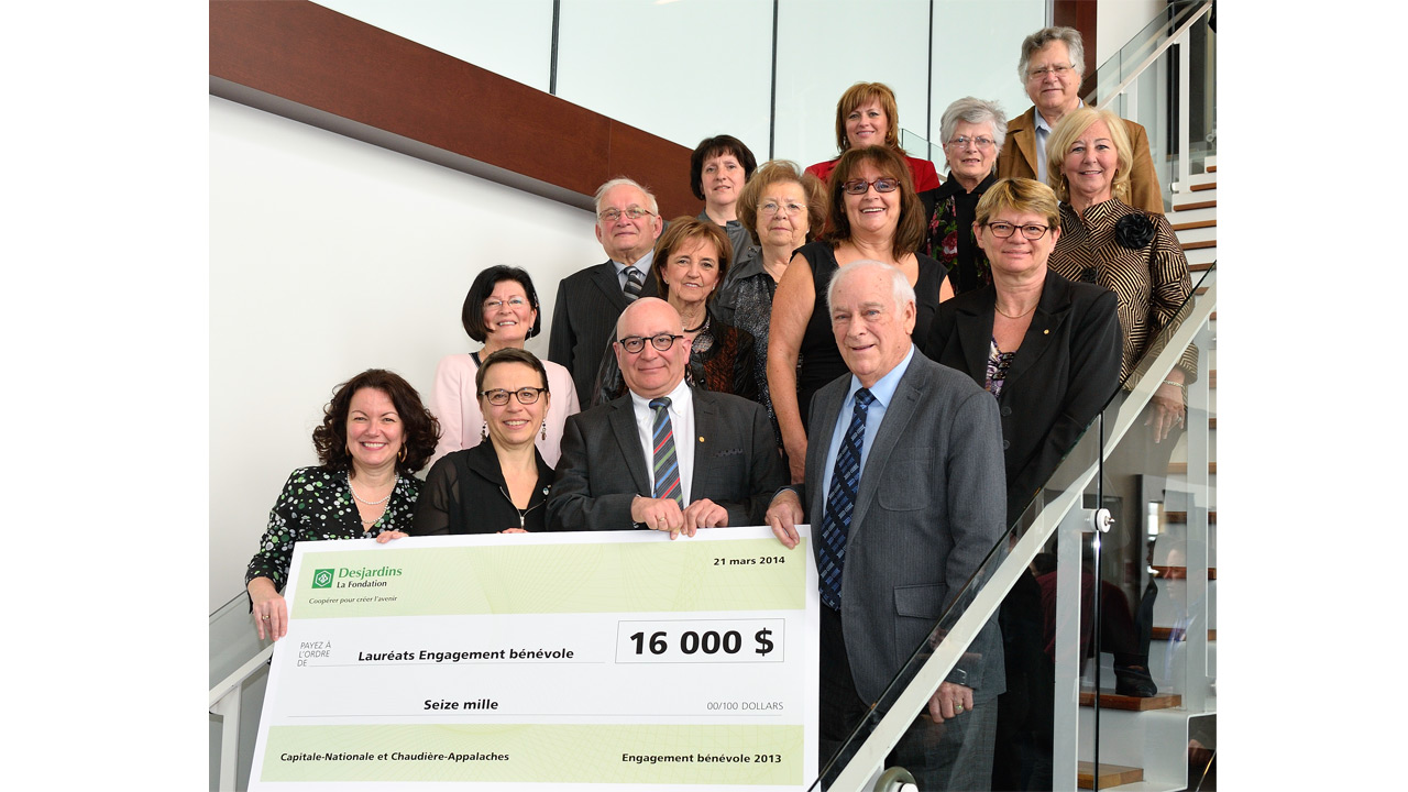 Les lauréats des prix engagements bénévoles 2013 de la Fondation Desjardins pour les régions de la Capitale Nationale et de Chaudière-Appalaches