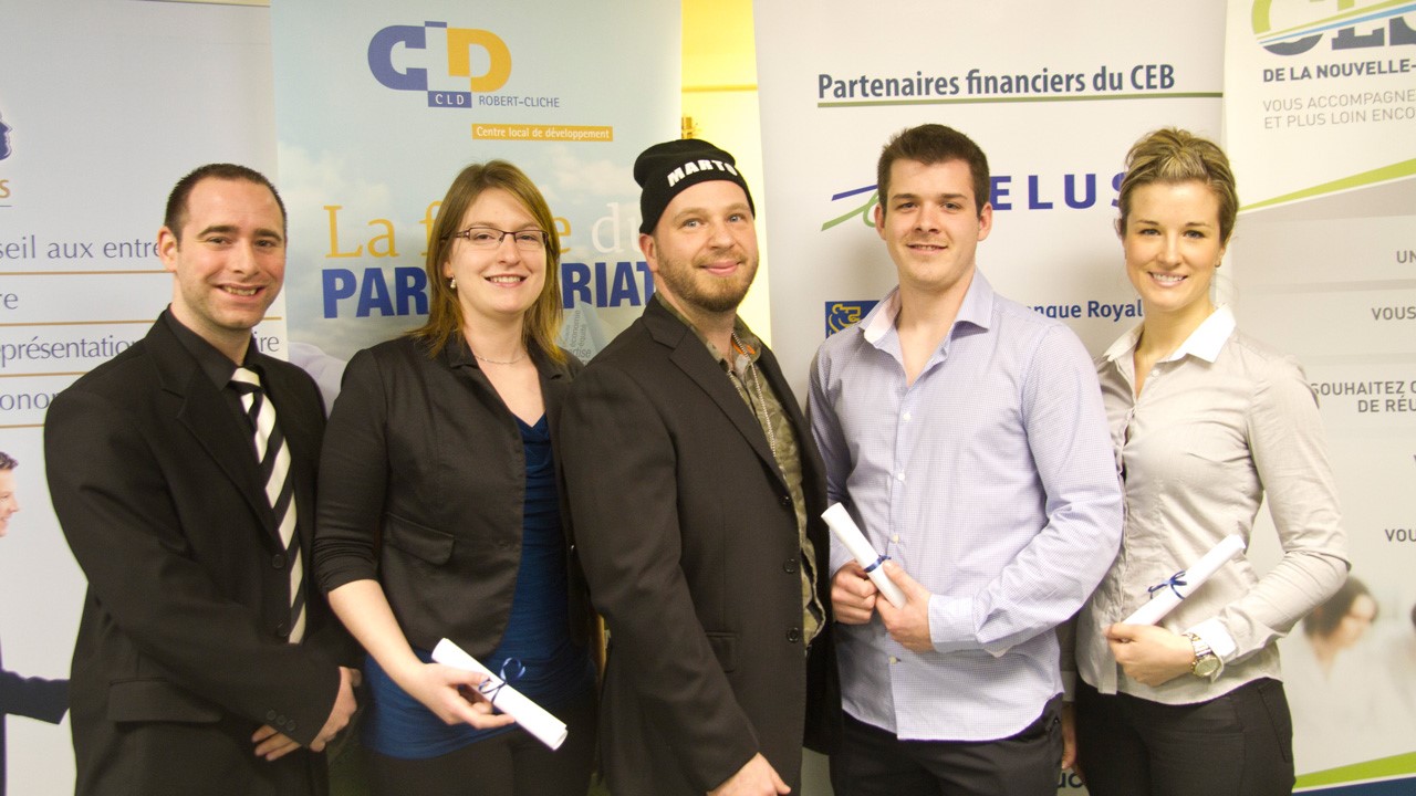 Pierre-Luc Faucher,  Pascale Maheu, Martin Castonguay, Anthony Lavoie et Marie-Michelle Gravel