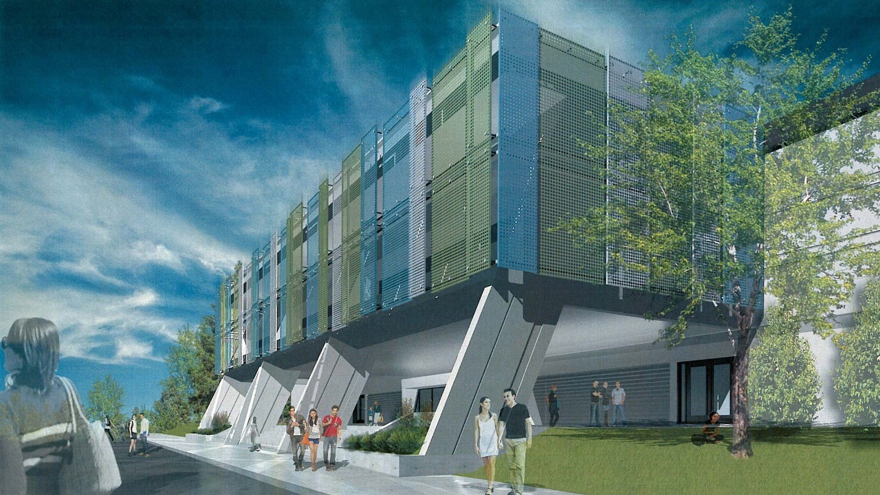 Proposition des Architectes Odette Roy et Isabelle Jacques en vue de la réfection de l'enveloppe extérieure de la Polyvalente de Saint-Georges.