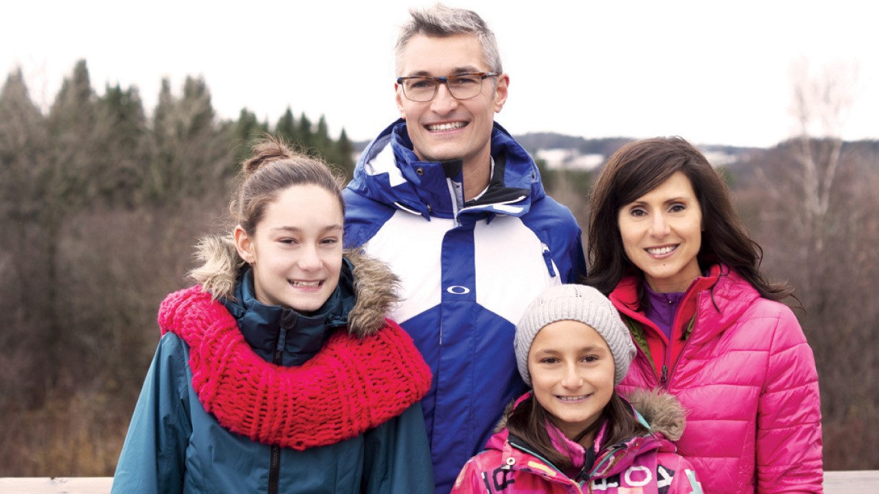 La famille porte parole du Défi 2015. De gauche à droite, Amélia, Martin Breton, Léa-Rose et Marie-Josée Roy.
