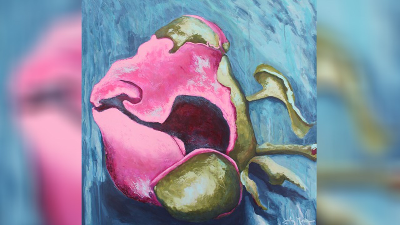« Bouton de fleur » — acrylique sur toile