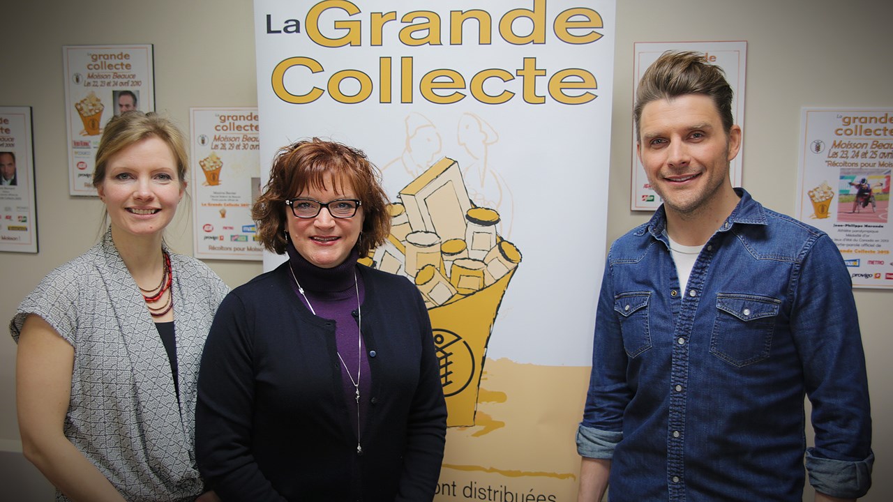 De gauche à droite: Manon Carrier, Agente communautaire à Moisson Beauce; Nicole Jacques, directrice générale de l'organisme; ainsi que Robby Johnson.